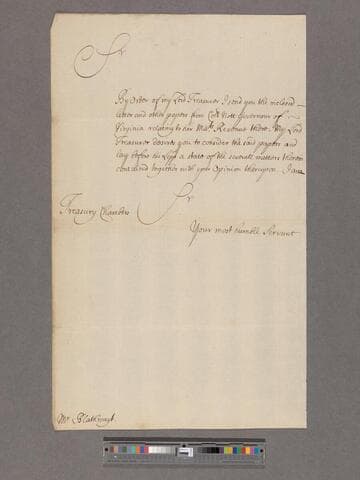 Lowndes, William. Letter to William Blathwayt