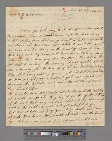 Best, Caroline (Scott). Letter to Elizabeth (Robinson) Montagu & Sarah (Robinson) Scott