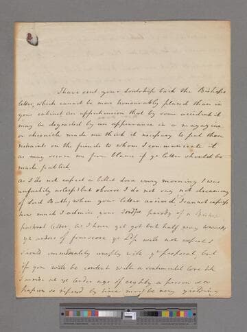 Montagu, Elizabeth (Robinson). Letter to William Pulteney, Earl of Bath