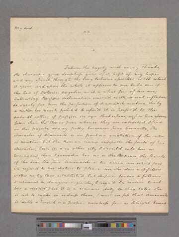 Montagu, Elizabeth (Robinson). Letter to William Pulteney, Earl of Bath