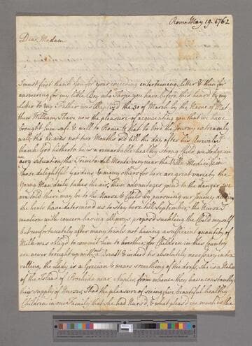 Robinson, Mary (Richardson). Letter to Elizabeth (Robinson) Montagu