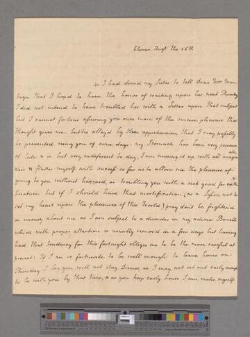 Stanley, Sarah (Sloane). Letter to Elizabeth (Robinson) Montagu