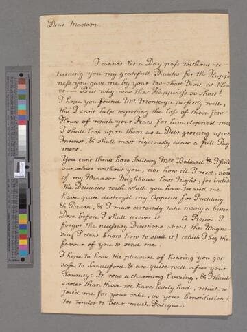 Stanley, Sarah (Sloane)Letter to Elizabeth (Robinson) Montagu
