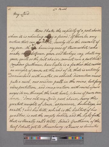 Montagu, Elizabeth (Robinson). Letter to William Pulteney, Earl of Bath