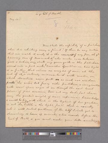 Montagu, Elizabeth (Robinson). Letter to William Pulteney, Earl of Bath
