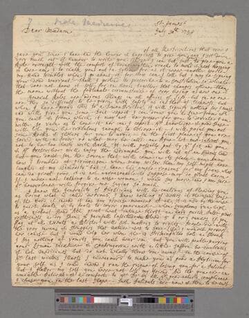 Monsey, Messenger. Letter to Elizabeth (Robinson) Montagu