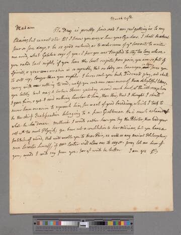 Pulteney, William, Earl of Bath. Letter to Elizabeth (Robinson) Montagu