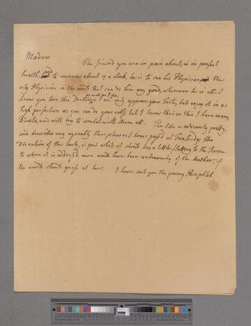 Pulteney, William, Earl of Bath. Letter to Elizabeth (Robinson) Montagu