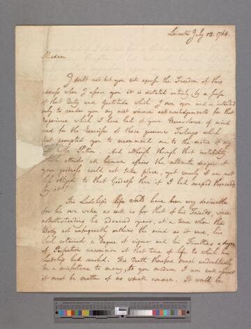 Pulteney, Richard. Letter to Elizabeth (Robinson) Montagu