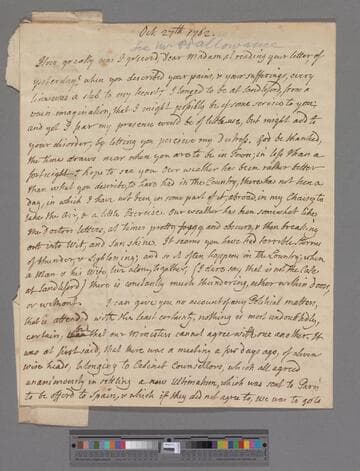 Pulteney, William, Earl of Bath. Letter to Elizabeth (Robinson) Montagu