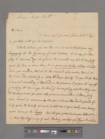 Pulteney, William, Earl of Bath. Letter to Elizabeth (Robinson) Montagu