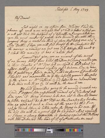Montagu, Edward. Letter to Elizabeth (Robinson) Montagu