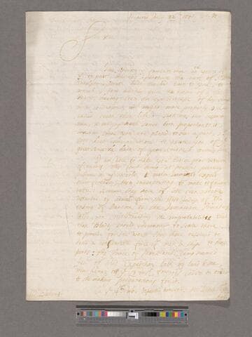 Meredith, Edward. Letter to William Blathwayt