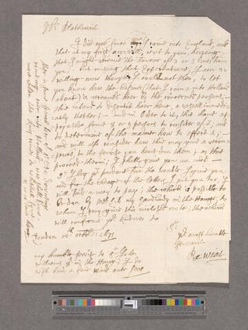 Wiat, Raph. Letter to William Blathwayt
