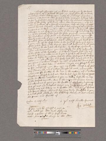 Wiat, Raph. Letter to William Blathwayt