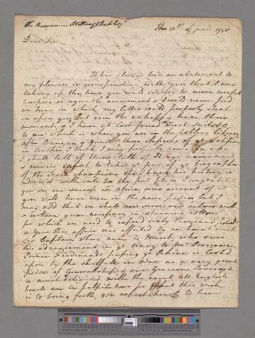 Montagu, Elizabeth (Robinson). Letter to Benjamin Stillingfleet