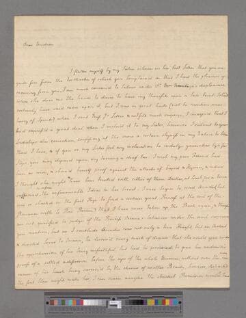 Stanley, Sarah (Sloane). Letter to Elizabeth (Robinson) Montagu