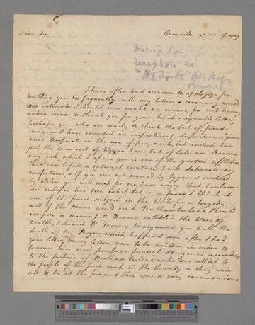 Montagu, Elizabeth (Robinson). Letter to Benjamin Stillingfleet