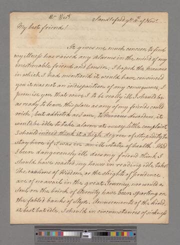 Montagu, Elizabeth (Robinson). Letter to Gilbert West