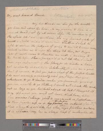 Montagu, Elizabeth (Robinson). Letter to Gilbert West