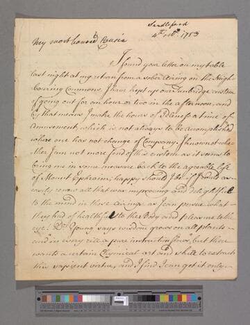 Montagu, Elizabeth (Robinson). Letter to Gilbert West