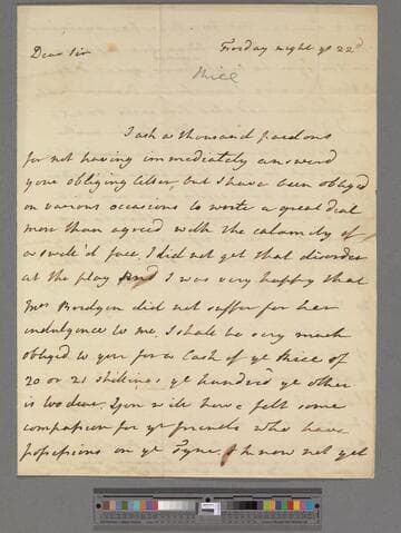 Montagu, Elizabeth (Robinson). Letter to Edward Bridgen