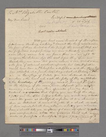 Montagu, Elizabeth (Robinson). Letter to Elizabeth Carter