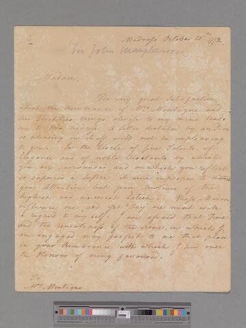 Mac Pherson, Sir John, 1st Bart. Letter to Elizabeth (Robinson) Montagu