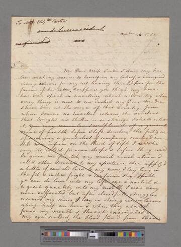 Montagu, Elizabeth (Robinson). Letter to Elizabeth Carter