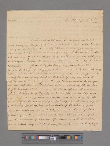 Montagu, Elizabeth (Robinson). Letter to William Pulteney, Earl of Bath
