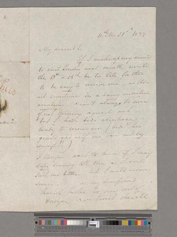 Opie, Amelia (Alderson).  Letter to Eliza (Alderson) Briggs