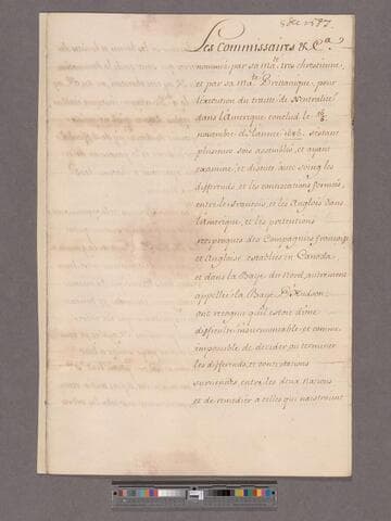 France. Les Commissaires nommés ... pour l'execution du traitté de neutralité dans l'amerique. 1686. [Article.]