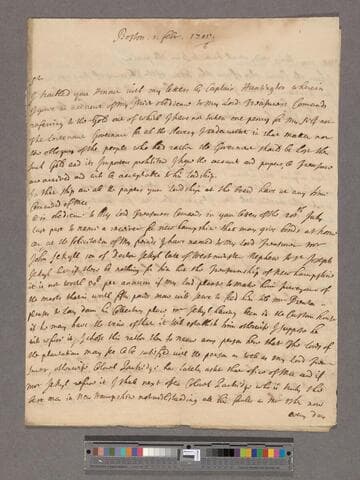 Dudley, Joseph. Letter to William Blathwayt