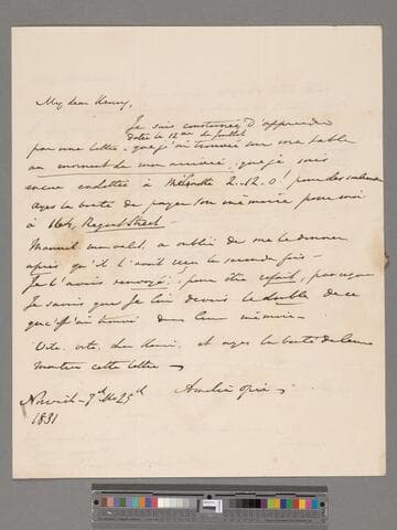 Opie, Amelia (Alderson).  Letter to Henry Perronet Briggs