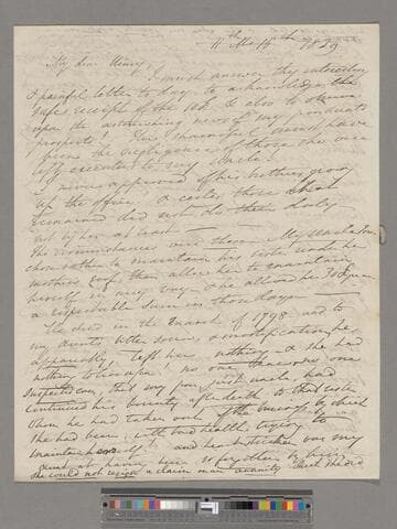 Opie, Amelia (Alderson).  Letter to Henry Perronet Briggs