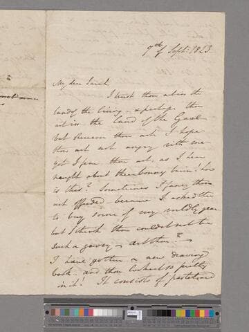 Opie, Amelia (Alderson).  Letter to Sarah (Alderson) de Barbot
