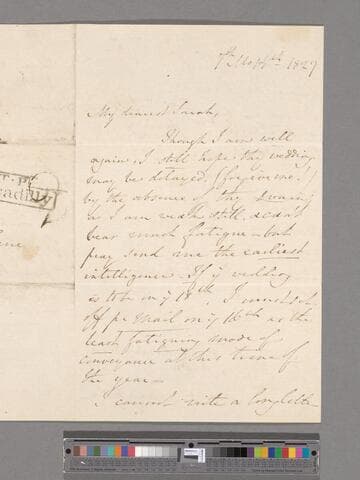 Opie, Amelia (Alderson).  Letter to Sarah (Alderson) de Barbot