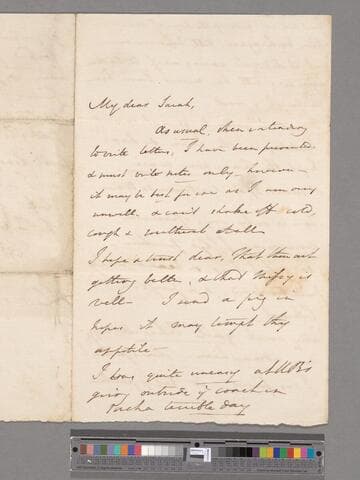 Opie, Amelia (Alderson).  Letter to Sarah (Alderson) de Barbot
