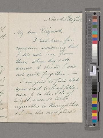 Opie, Amelia (Alderson). Letter to Elizabeth Amelia Briggs