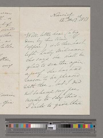 Opie, Amelia (Alderson). Letter to Elizabeth Amelia Briggs