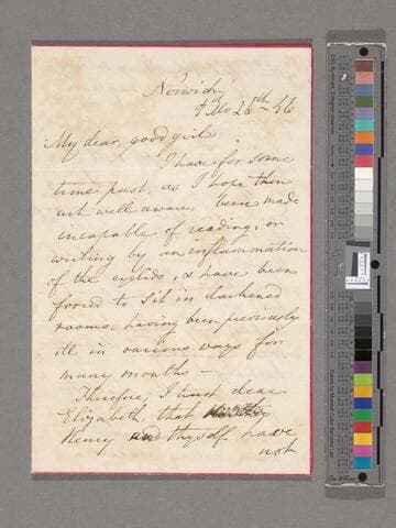 Opie, Amelia (Alderson). Letter to Elizabeth Amelia Briggs