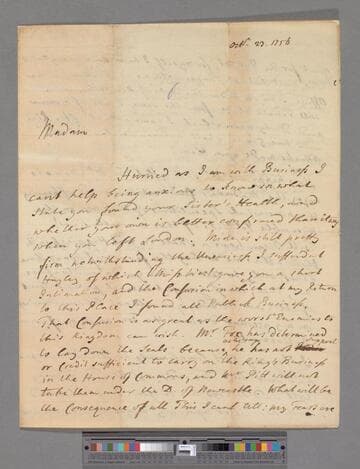 Lyttelton, George, 1st Baron Lyttelton of Frankley. Letter to Elizabeth (Robinson) Montagu