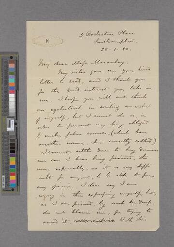 Charles George Gordon. Letter to Frances Macaulay