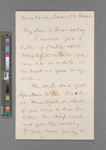 Henry Sykes Thornton. Letter to Frances Macaulay