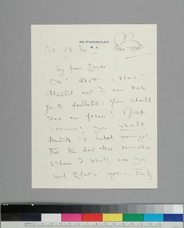 Writer Hugh Walpole, writes to GBH