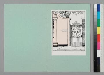 Christmas card with a drawing of the Harwood's home