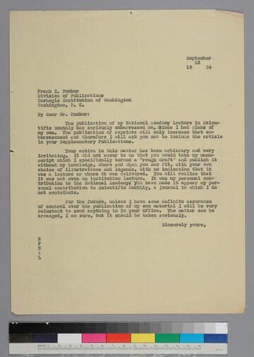 EPH writes to Frank Bunker of the Division of Publications