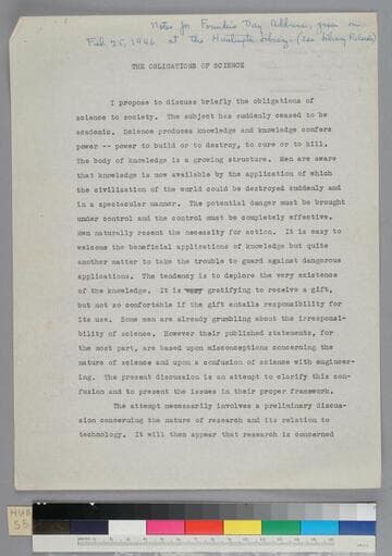 The Obligations of Science