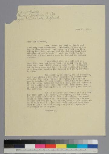 EPH writes to pioneer aviator Richard Fairey