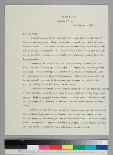 Writer Fryniwyd Tennyson (Jesse) Harwood writes to her friend GBH